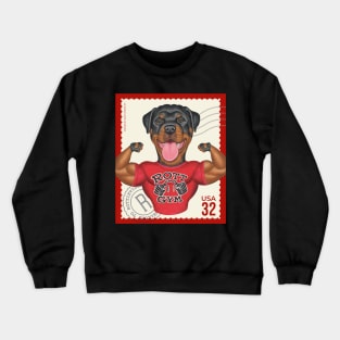 Funny Rottweiler with muscles on classic stamp Crewneck Sweatshirt